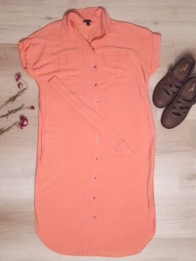 ✨ Ann Taylor Collared Utility Midi Shirt Dress Size M ✨
